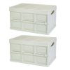 2Pcs 30L Collapsible Storage Bins With Dustproof Lid Waterproof Interior Bag Handle Stackable Storage Box Container Utility Organizer Crate For Campin