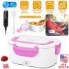 Electric Heating Lunch Box Food Heater Container Travel Thermal Bento Box Portable Food Warmer w/ 2 Removable Compartments 1 Free Spoon 1L