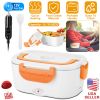 Electric Heating Lunch Box Food Heater Container Travel Thermal Bento Box Portable Food Warmer w/ 2 Removable Compartments 1 Free Spoon 1L