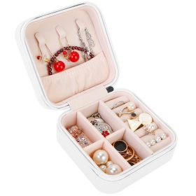 Mini Jewelry Storage Box Portable Ring Earring Necklace Storage Travel Case PU Leather Jewelry Organizer Gift (Option: White)