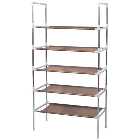 5 Tiers Shoes Rack Shelves 15 Pairs Shoes Storage Organizer Stand Tower Stackable Shoe Holder (Option: Brown)